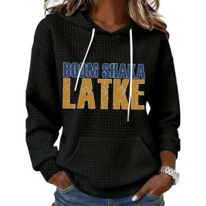 Boom Shaka Latke Hanukkah Print Waffle Hoodie 2 Boom Shaka Latke Hanukkah Print Waffle Hoodie2