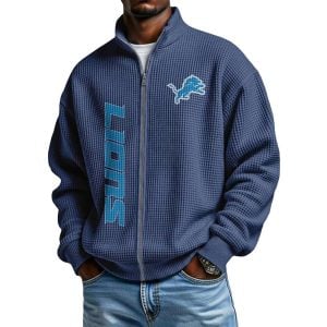 Lions Football Waffle Zip Up Sweatshirt3