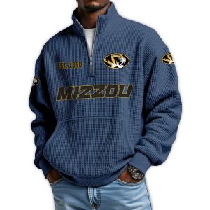 Missouri Football Est 1890 Waffle Stand Collar Half Zip Sweatshirt3
