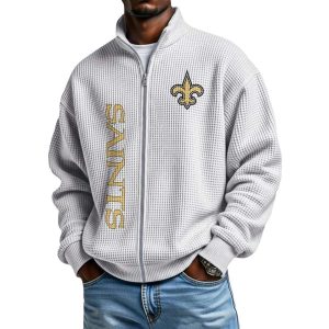 Saints Football Waffle Zip Up Sweatshirt1