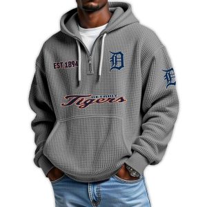 Tigers Est 1894 Quarter Zip Waffle Hoodie3