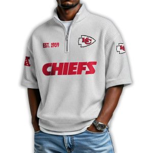 Chiefs Est 1959 Waffle Stand Collar Half Zip Polo Shirt4