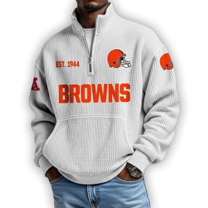 Browns Est 1944 Waffle Stand Collar Half Zip Sweatshirt4