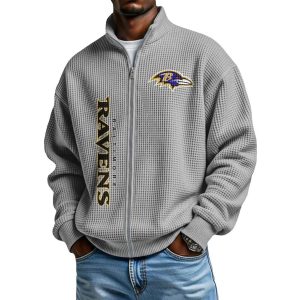 Ravens Football Waffle Zip Up Sweatshirt4