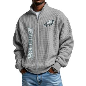 Eagles Football Waffle Zip Up Sweatshirt4