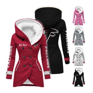 Personalized Falcons Long Hooded Fleece Jacket