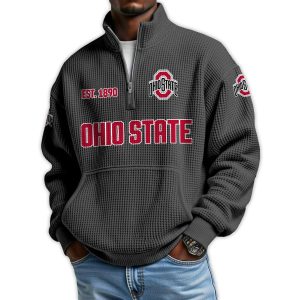 Ohio State Football Est 1890 Waffle Stand Collar Half Zip Sweatshirt 1 Ohio State Football Est 1890 Waffle Stand Collar Half Zip Sweatshirt1