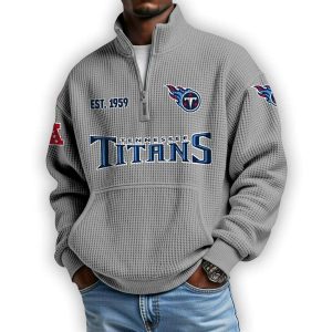 Titans Est 1959 Waffle Stand Collar Half Zip Sweatshirt2