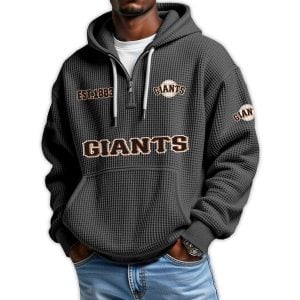 Giants Est 1883 Quarter Zip Waffle Hoodie