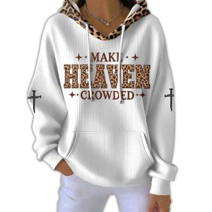 Make Heaven Crowded Cross Print Casual Pit Striped Hoodie