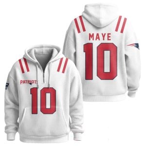 Drake Maye 10 Patriots Quarter Zip Waffle Hoodie 3 Drake Maye 10 Patriots Quarter Zip Waffle Hoodie3