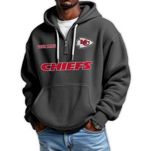 2025 Personalized Chiefs Quarter Zip Waffle Hoodie