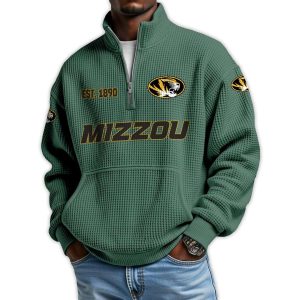 Missouri Football Est 1890 Waffle Stand Collar Half Zip Sweatshirt1