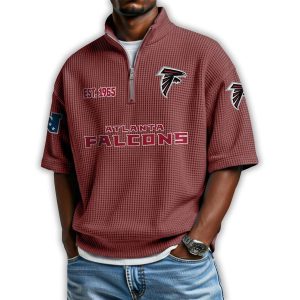 Falcons Est 1965 Waffle Stand Collar Half Zip Polo Shirt