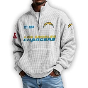 Chargers Est 1959 Waffle Stand Collar Half Zip Sweatshirt4