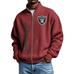 Raiders Football Waffle Zip Up Sweatshirt2