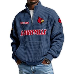 Louisville Football Est 1912 Waffle Stand Collar Half Zip Sweatshirt 3 Louisville Football Est 1912 Waffle Stand Collar Half Zip Sweatshirt3
