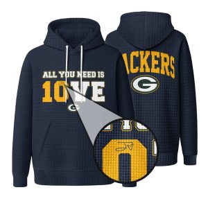 Packers All You Need Is LOVE 10 Signature Waffle Hoodie4