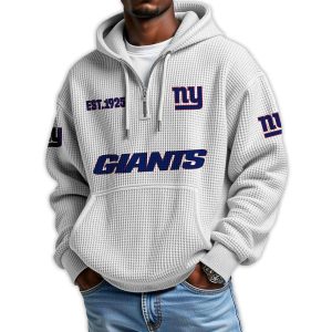Giants Est 1925 Quarter Zip Waffle Hoodie4