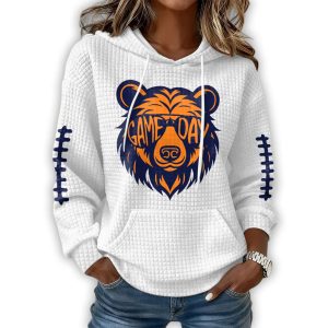 Bears Football Print Waffle Hoodie1