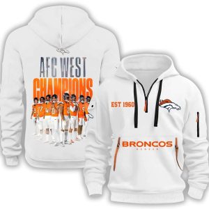 Broncos 2025 AFC West Champions Quarter Zip Hoodie