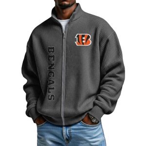 Bengals Football Waffle Zip Up Sweatshirt