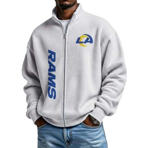 Rams Football Waffle Zip Up Sweatshirt1