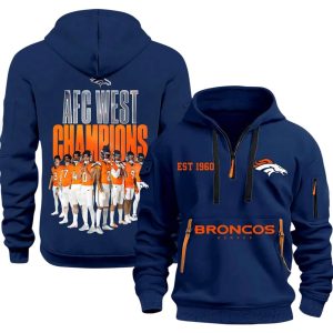 Broncos 2025 AFC West Champions Quarter Zip Hoodie1