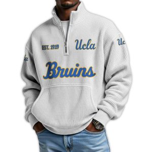 Bruins Football Est 1919 Waffle Stand Collar Half Zip Sweatshirt4