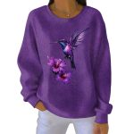 Alzheimer's Awareness Month Women's Purple Art Print Pit Striped Sweatshirt