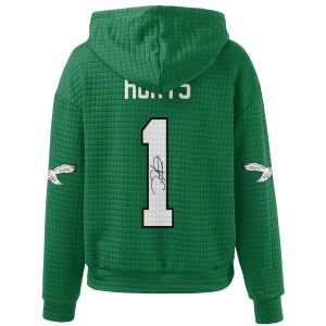 Eagles Jalen Hurts 1 Signature Waffle Hoodie3