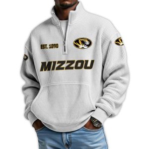 Missouri Football Est 1890 Waffle Stand Collar Half Zip Sweatshirt4