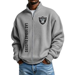 Raiders Football Waffle Zip Up Sweatshirt4