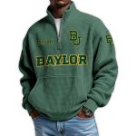Baylor Football Est 1899 Waffle Stand Collar Half Zip Sweatshirt
