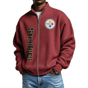 Steelers Football Waffle Zip-Up Sweatshirt 2 Steelers Football Waffle Zip Up Sweatshirt2
