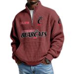 Bearcats Football Est 1885 Waffle Stand Collar Half Zip Sweatshirt