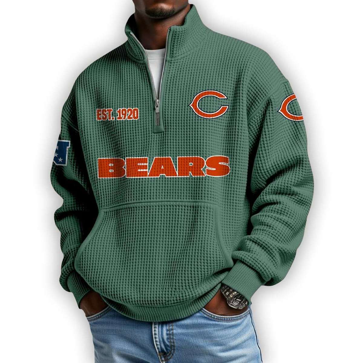 Bears Est 1920 Waffle Stand Collar Half Zip Sweatshirt Bears Est 1920 Waffle Stand Collar Half Zip Sweatshirt