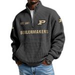 Boilermakers Football Est 1887 Waffle Stand Collar Half Zip Sweatshirt