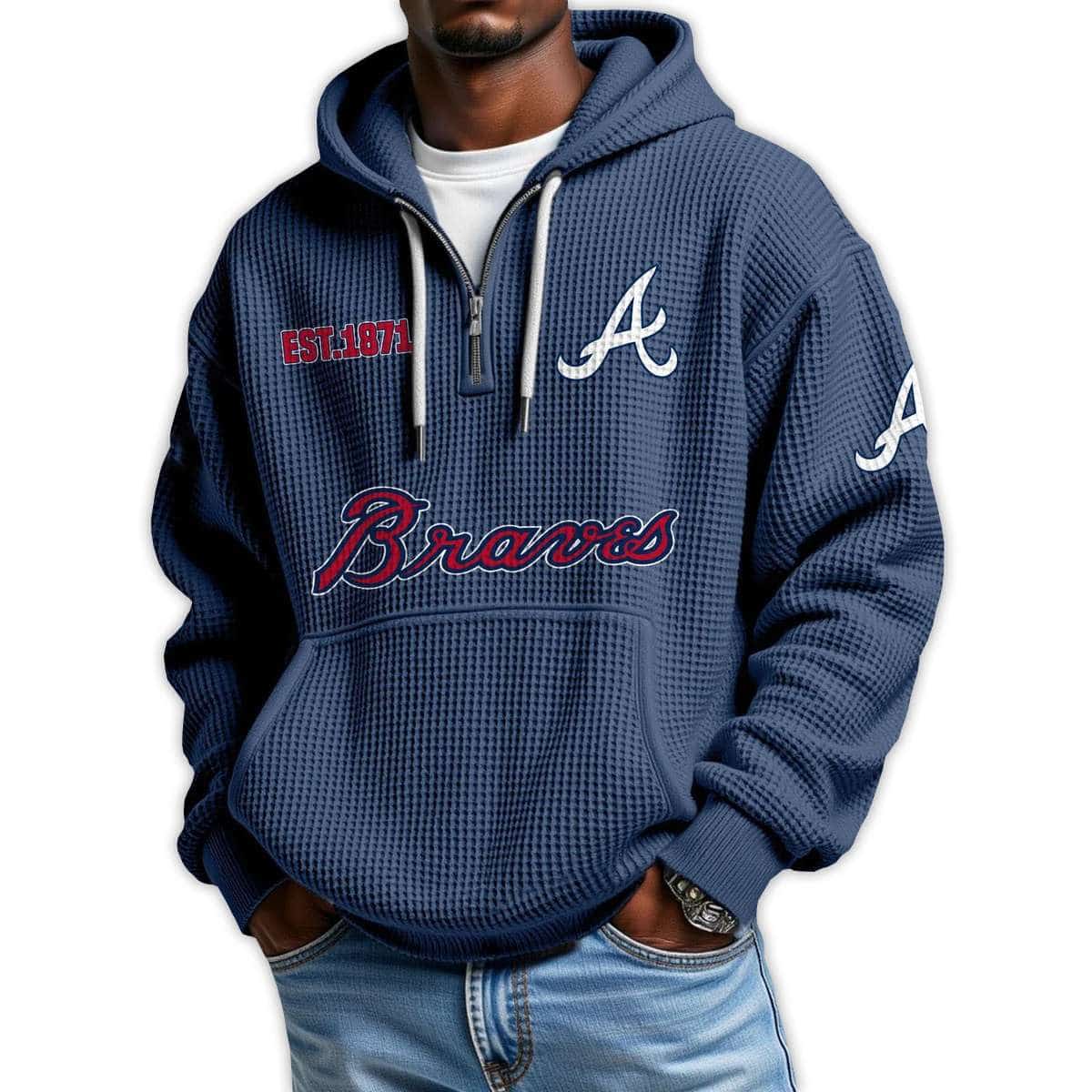 Braves Est 1871 Quarter Zip Waffle Hoodie Braves Est 1871 Quarter Zip Waffle Hoodie