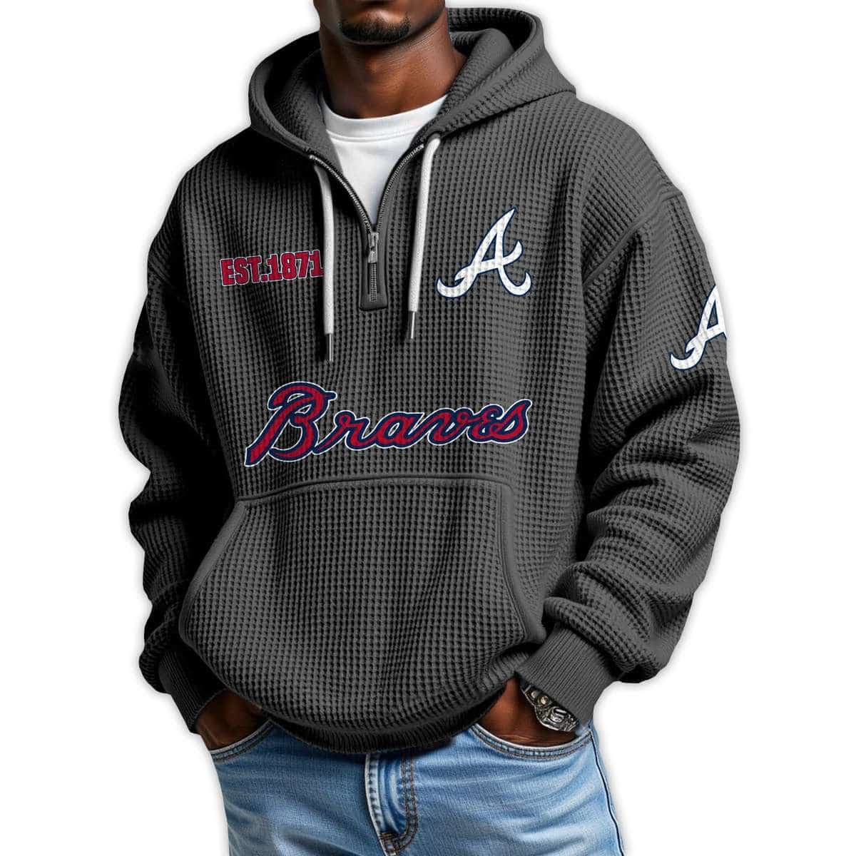 Braves Est 1871 Quarter Zip Waffle Hoodie Braves Est 1871 Quarter Zip Waffle Hoodie