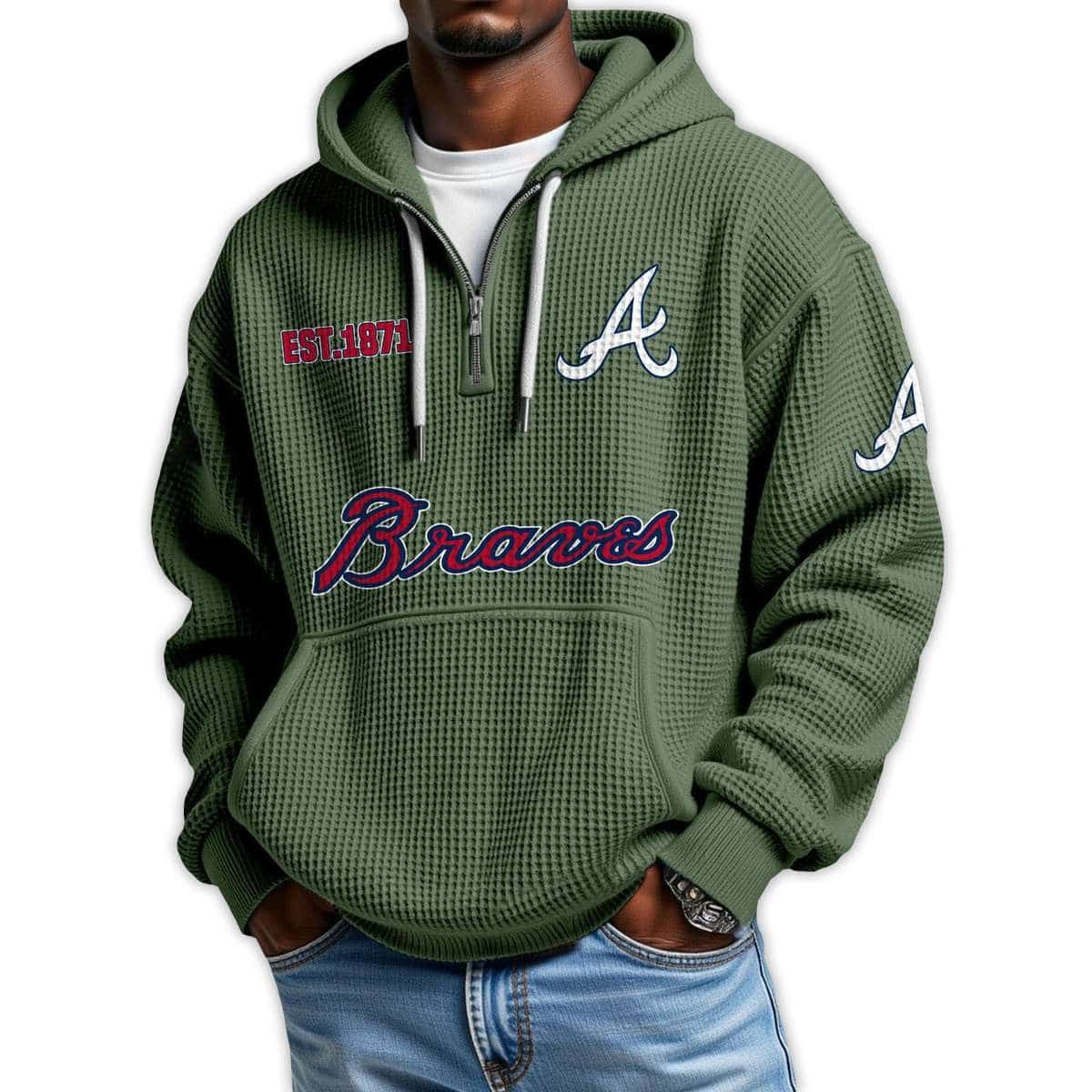 Braves Est 1871 Quarter Zip Waffle Hoodie Braves Est 1871 Quarter Zip Waffle Hoodie