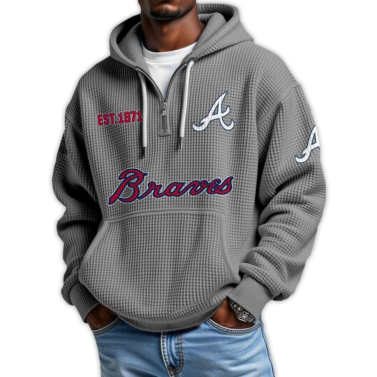 Braves Est 1871 Quarter Zip Waffle Hoodie Braves Est 1871 Quarter Zip Waffle Hoodie