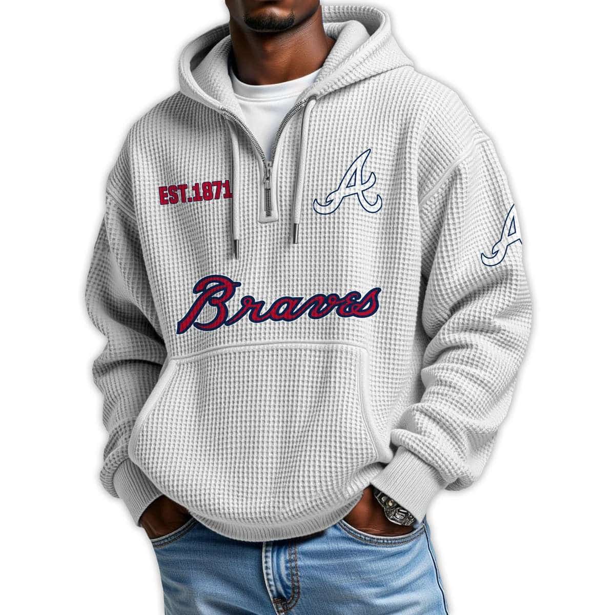Braves Est 1871 Quarter Zip Waffle Hoodie Braves Est 1871 Quarter Zip Waffle Hoodie