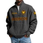 Broncos Football Est 1906 Waffle Stand Collar Half Zip Sweatshirt