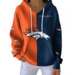 Broncos Football Split Pit Striped Hoodie