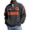 Browns Est 1944 Waffle Stand Collar Half Zip Sweatshirt