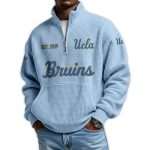Bruins Football Est 1919 Waffle Stand Collar Half Zip Sweatshirt