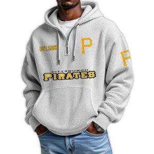 Pirates Est 1882 Quarter Zip Waffle Hoodie4