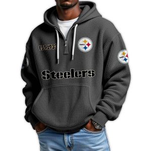 Steelers Est 1933 Quarter Zip Waffle Hoodie