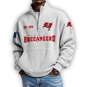 Buccaneers Est 1974 Waffle Stand Collar Half Zip Sweatshirt4